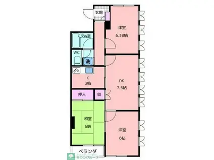 シャルマンハウス立川(3DK/3階)の間取り写真