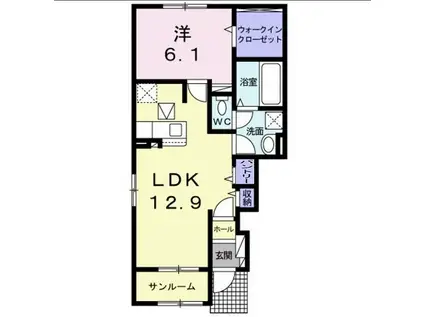フィオーレ(1LDK/1階)の間取り写真
