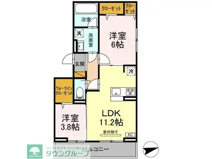 プロスペールE NO.1(2LDK/2階)の間取り写真