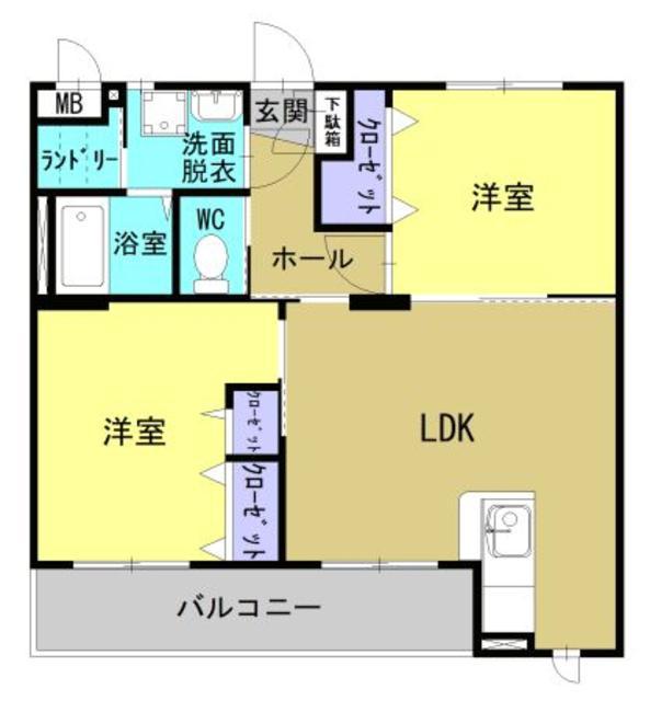 ユーミー高洲(2LDK/3階)の間取り写真