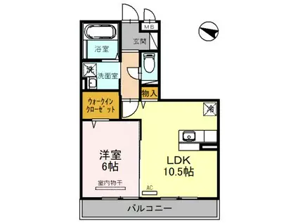 ウィスタリアG(1LDK/3階)の間取り写真