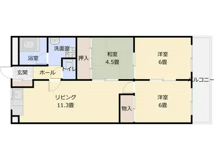 エコーハイツII(3LDK/2階)の間取り写真