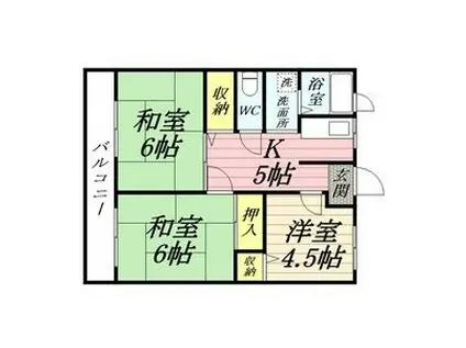メモリアルOGISO(3K/2階)の間取り写真