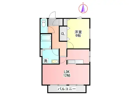 アバンス大竹(1LDK/2階)の間取り写真