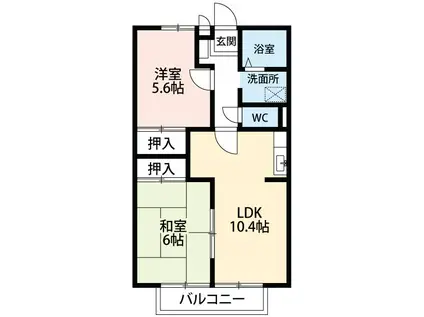 グランパス日名A(2LDK/2階)の間取り写真