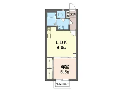 プレミール蘇我(1LDK/2階)の間取り写真