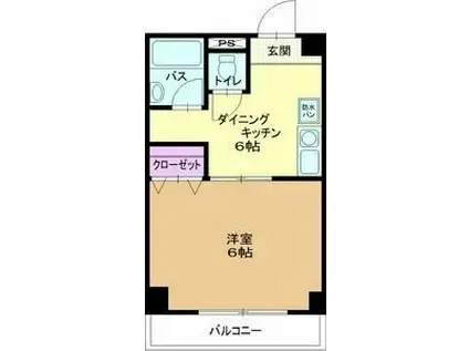 杉原ビル(1DK/5階)の間取り写真