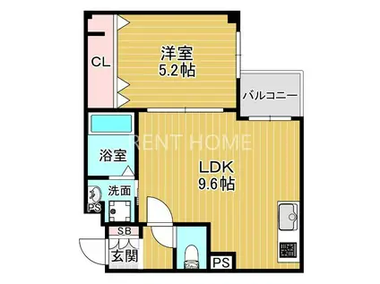 URBAN COAT FUSE(1LDK/3階)の間取り写真