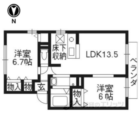グランドール今里(2LDK/1階)の間取り写真
