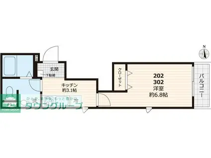 フィカーサ三ノ輪(1K/2階)の間取り写真