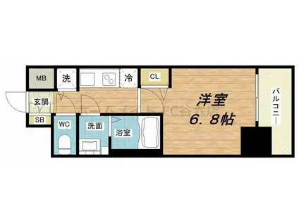 プレサンス立売堀パークシティ(1K/4階)の間取り写真