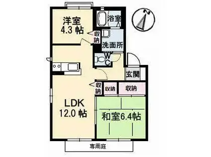 ノーザンライツB棟(2LDK/1階)の間取り写真