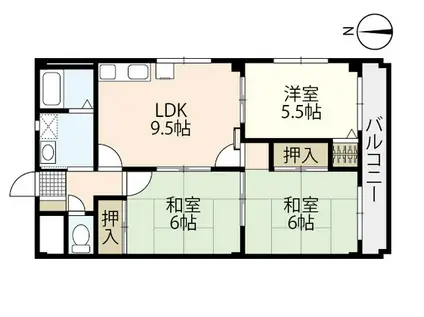 ハイム波多野II(3LDK/3階)の間取り写真