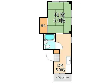 ウエダビル(1DK/4階)の間取り写真