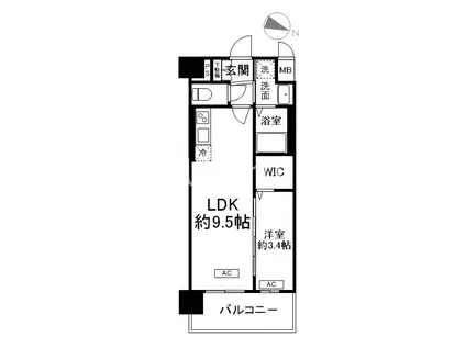 ソルテラス京都JUJO華(1LDK/6階)の間取り写真