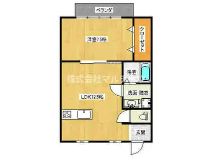 南城ハイツ(1LDK/1階)の間取り写真