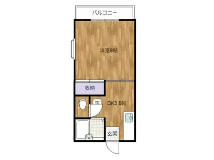 リリックスA(1DK/1階)の間取り写真