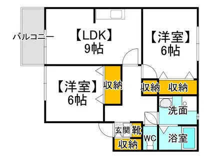 シャトーオレゴンC(2LDK/1階)の間取り写真