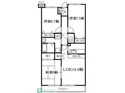 モラダあけぼの(3LDK/2階)の間取り写真