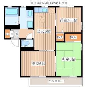 ラフィーネ栗生(3DK/2階)の間取り写真