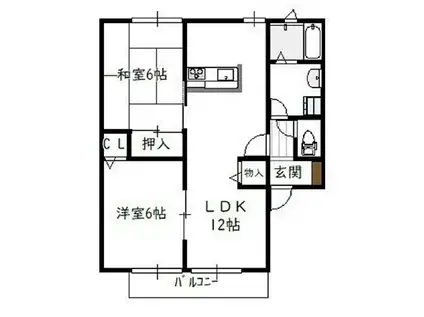 ローゼヒダカB(2LDK/2階)の間取り写真