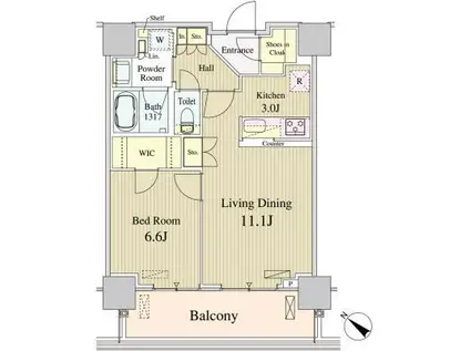 ルミレイス豊洲(1LDK/15階)の間取り写真