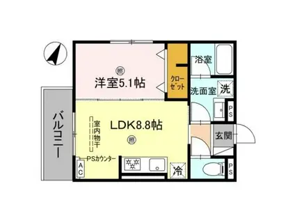 ピオーネ荘(1LDK/3階)の間取り写真