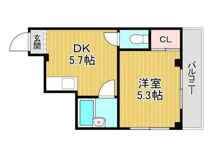 シャルマン新喜多(1DK/3階)の間取り写真