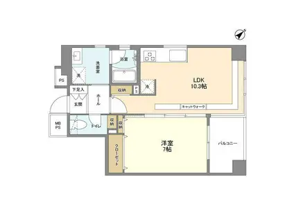 コスモリード日本橋水天宮(1LDK/2階)の間取り写真