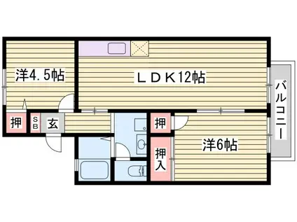 ハートランド B棟(2LDK/2階)の間取り写真