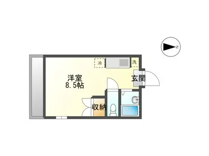 カシキレジデンスI・II(ワンルーム/2階)の間取り写真