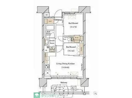 ブランシエスタ新丸子リバーフロント(2LDK/7階)の間取り写真