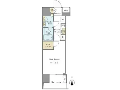 BRILLIA IST清澄白河(1K/5階)の間取り写真