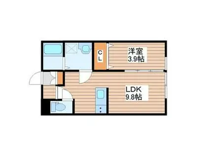 アルカンシエルC(1LDK/2階)の間取り写真