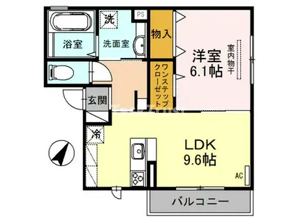RIVIERE太子橋今市(1LDK/2階)の間取り写真