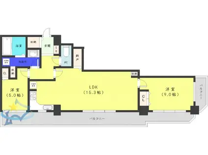 知事公館前タワーレジデンス(2LDK/8階)の間取り写真