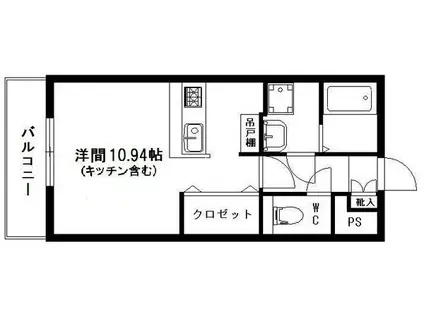 カトルパレ駅南(1K/1階)の間取り写真