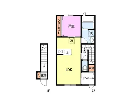 B-MAISON(1LDK/2階)の間取り写真