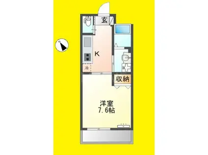 シャイン湘南(1K/2階)の間取り写真