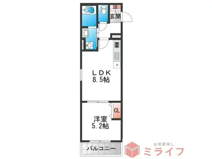 アート北巽(1LDK/2階)の間取り写真