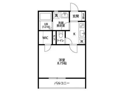 オークヒルズ(1K/1階)の間取り写真