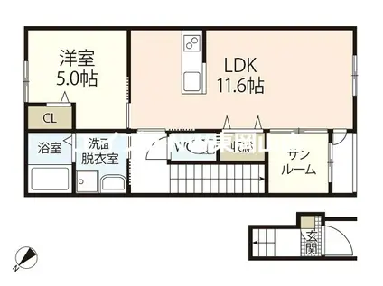 セフィレア(1LDK/2階)の間取り写真