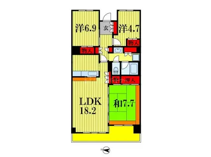 テレパレス西千葉(3LDK/6階)の間取り写真