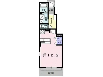 フォンテーヌブロー(ワンルーム/1階)の間取り写真