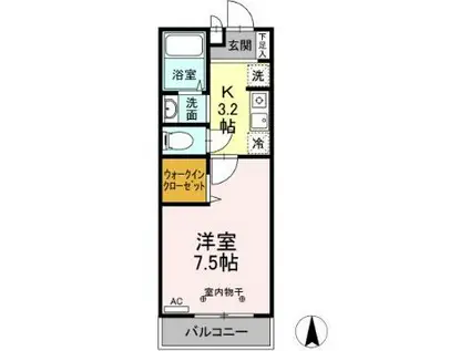 ストークコート II(1K/2階)の間取り写真