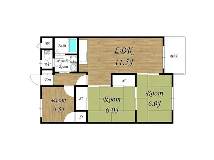 レナジア恵我ノ荘II(3LDK/3階)の間取り写真