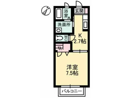 ドミール多治米B(1K/2階)の間取り写真