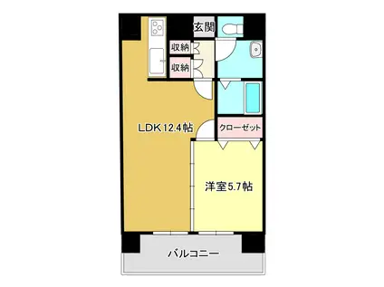 ＪＲ日豊本線 牧駅(大分) 徒歩9分 4階建 築41年(1LDK/2階)の間取り写真