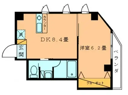 アナトリア(1DK/5階)の間取り写真