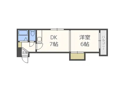 ノールアベニュー14(1DK/1階)の間取り写真